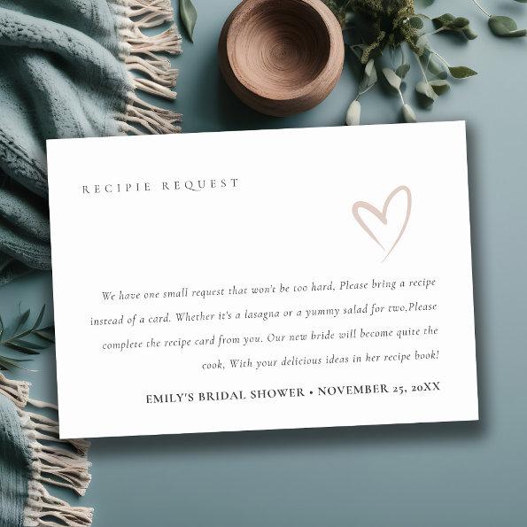 Minimal Blush Heart  Recipe Request Enclosure