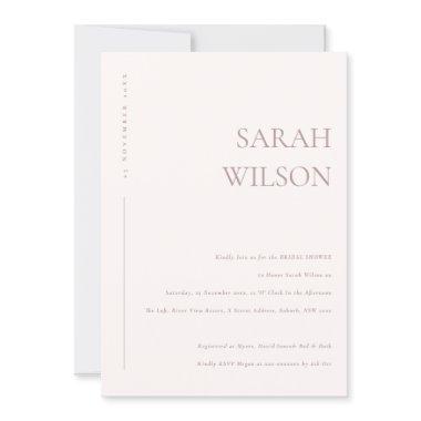 MINIMAL BLUSH PINK PEACH TYPOGRAPHY BRIDAL SHOWER Invitations