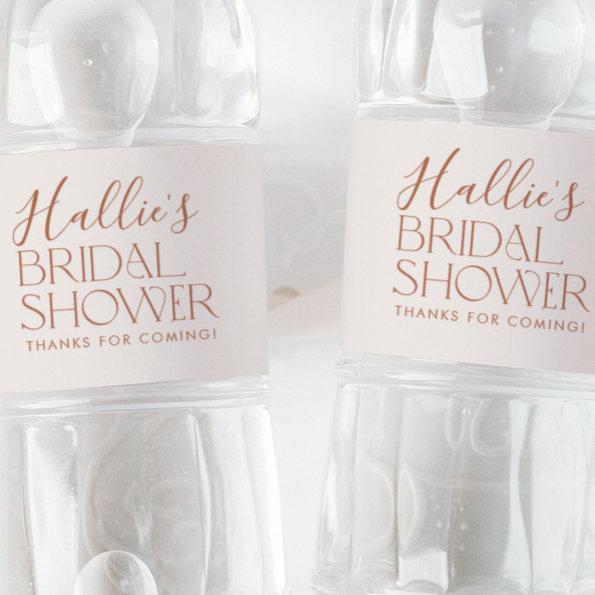 Minimal Boho Bridal Shower Neutral Water Bottle Label