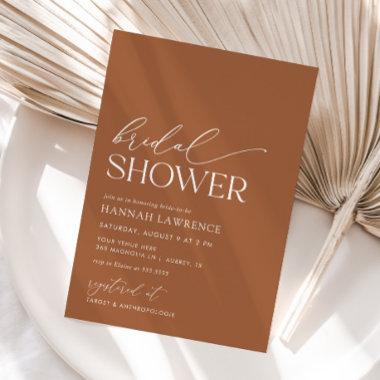 Minimal Boho Burnt Orange Bridal Shower Invitations