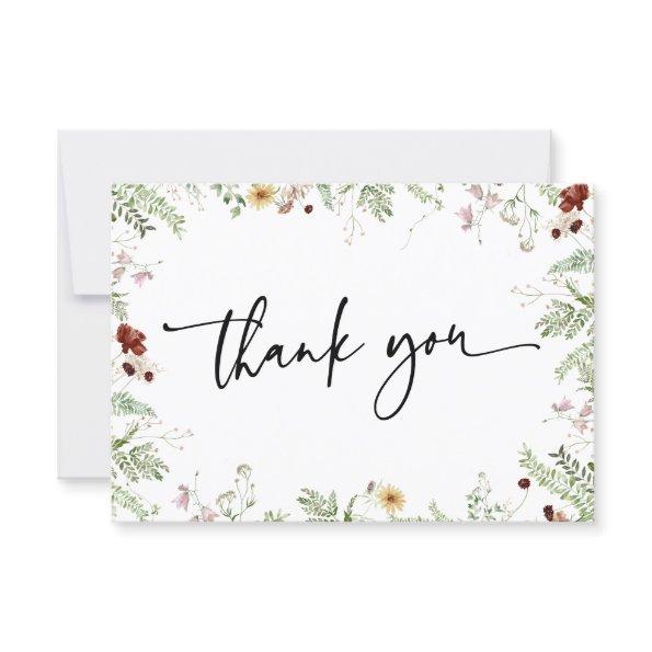Minimal Boho Cute Wildflowers Thank You