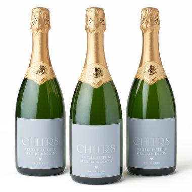Minimal Boho, Modern, Dusty Blue,  Sparkling Wine Label