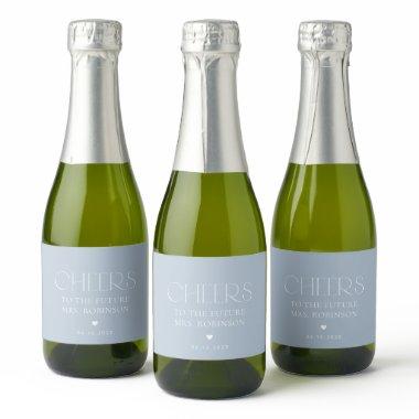 Minimal Boho, Modern, Dusty Blue,  Sparkling Wine Label