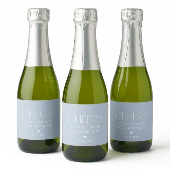Minimal Boho, Modern, Dusty Blue,  Sparkling Wine Label