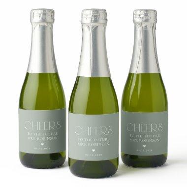 Minimal Boho, Modern, Sage Green,  Sparkling Wine Label