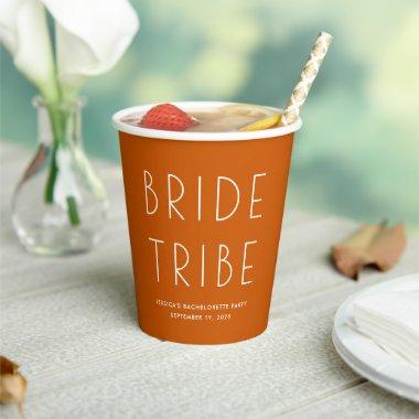 Minimal Bold Burnt Orange Bride Tribe Bachelorette Paper Cups