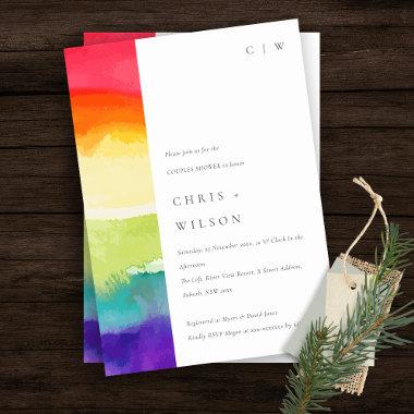 Minimal Bold Colorful Pride Rainbow Couples Shower Invitations