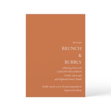 Minimal Brunch Bubbly Bridal Shower Burnt Orange Invitations