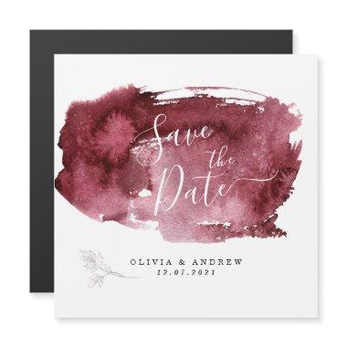 Minimal Burgundy Watercolor Botanical Magnetic