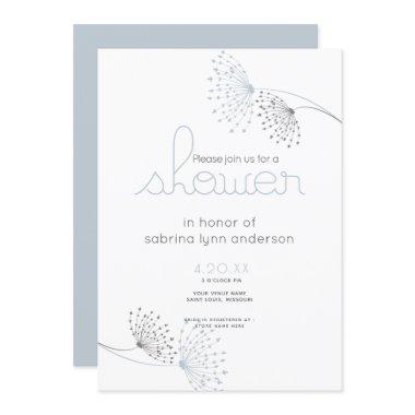 Minimal Chic Dusty Blue and Charcoal Flowers