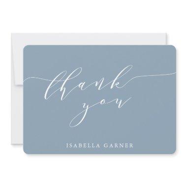 Minimal Classic Dusty Blue Bridal Shower Custom Thank You Invitations