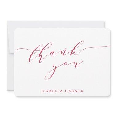 Minimal Classic White Magenta Bridal Shower Custom Thank You Invitations