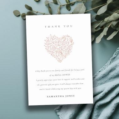 Minimal Dusky Blush Floral Heart  Thank You