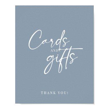 Minimal Dusty Blue Modern Script Invitations and Gifts Poster