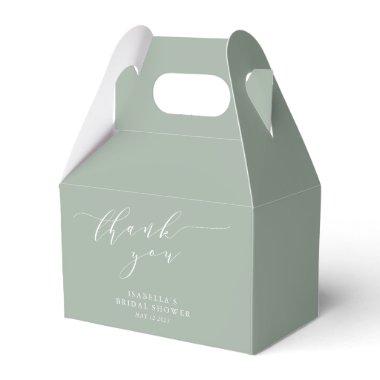 Minimal Dusty Sage Green Bridal Shower Thank You Favor Boxes