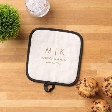 Minimal & Elegant Gold Monogram Wedding Pot Holder