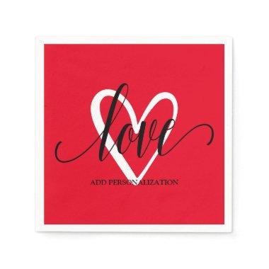 Minimal Elegant Heart on Red Napkins