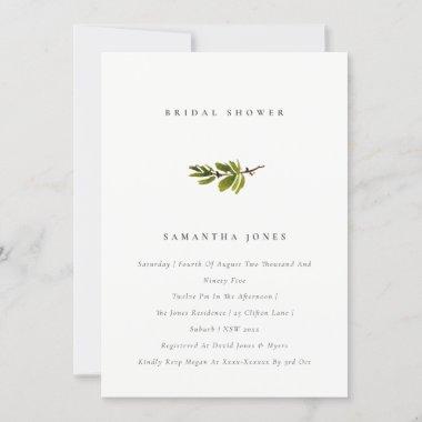 Minimal Elegant Pine Branch Bridal Shower Invite