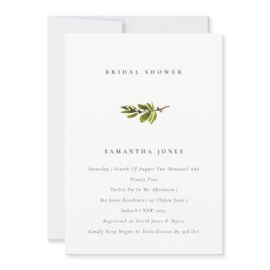 Minimal Elegant Pine Branch Bridal Shower Invite