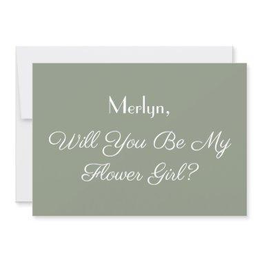 Minimal Flower Girl Proposal Sage Green Wedding