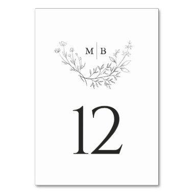 Minimal Formal Monogram Wedding Table Number