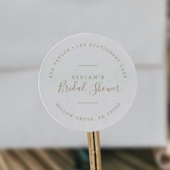 Minimal Gold  Circular Return Address Classic Round Sticker