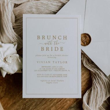 Minimal Gold Brunch with the Bride Bridal Shower Invitations