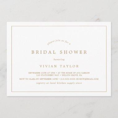 Minimal Gold Typography Horizontal Bridal Shower Invitations