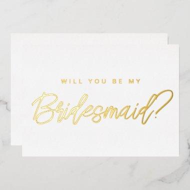 Minimal gold will you be my bridesmaid proposal foil