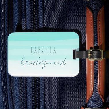Minimal gradient mint custom bridesmaid luggage tag