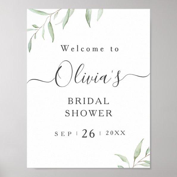 Minimal greenery bridal shower welcome sign