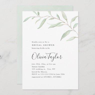 Minimal greenery calligraphy rustic bridal shower Invitations