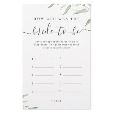 Minimal greenery how old was the bride game