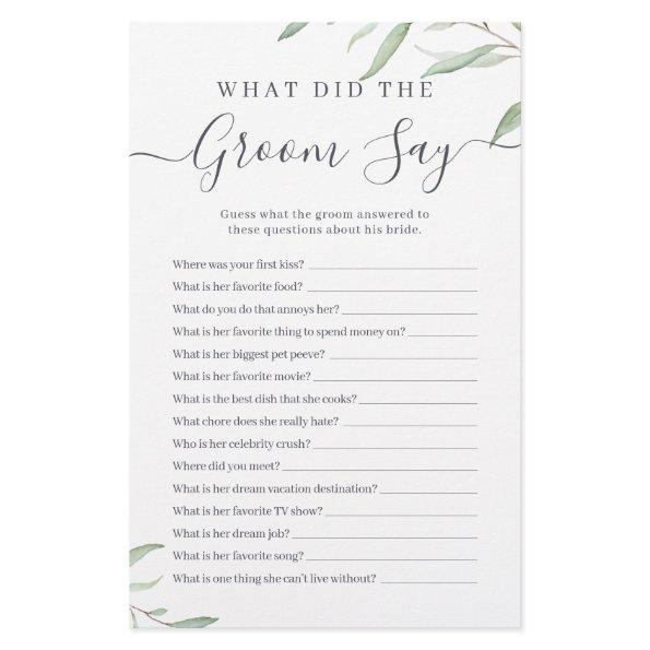 Minimal greenery what did the groom say game