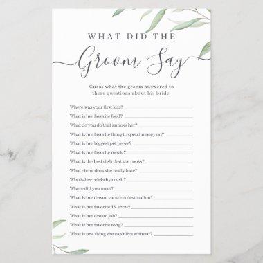 Minimal greenery what did the groom say game
