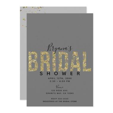 Minimal Grey Gold Flakes Glitter  Inv