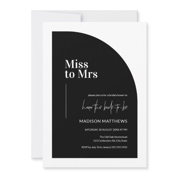 Minimal Half Arch Miss to Mrs Black & White Bridal