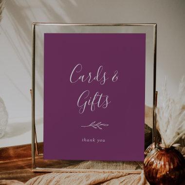 Minimal Leaf | Berry Purple Invitations and Gifts Poster