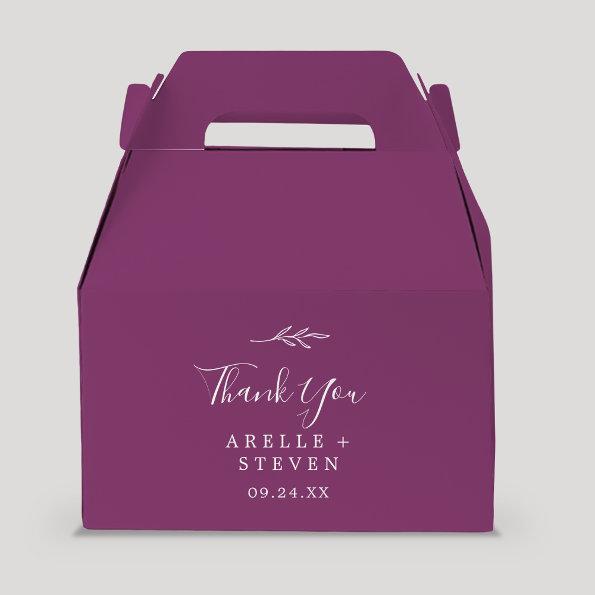 Minimal Leaf | Berry Purple Thank You Wedding Favor Box