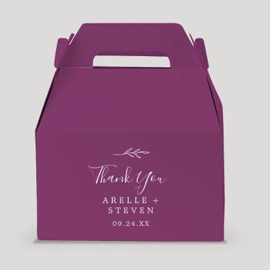 Minimal Leaf | Berry Purple Thank You Wedding Favor Boxes
