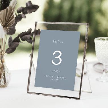 Minimal Leaf | Blue and White Wedding Table Number