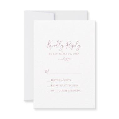 Minimal Leaf | Blush Pink Simple RSVP Card