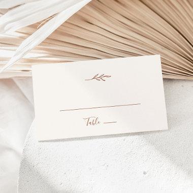 Minimal Leaf | Boho Cream Flat Wedding Place Invitations