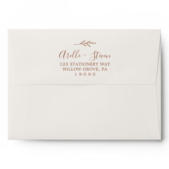 Minimal Leaf | Boho Cream Wedding Invitations Envelope