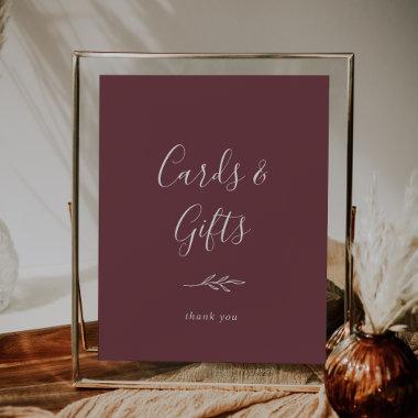 Minimal Leaf | Burgundy  and Gifts Poster