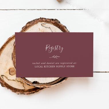 Minimal Leaf | Burgundy Gift Registry Enclosure Invitations