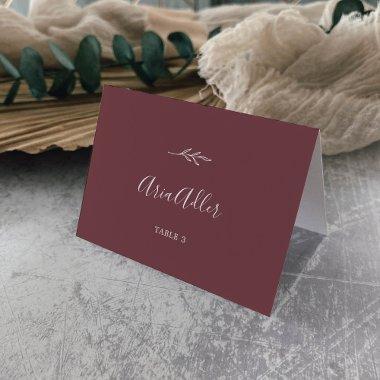 Minimal Leaf | Burgundy Guest Name Place