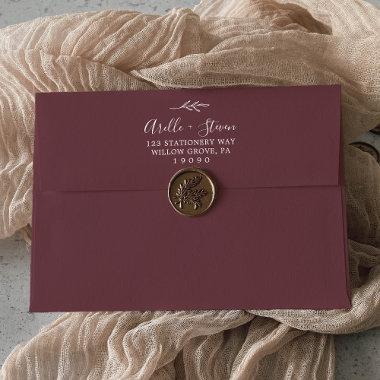 Minimal Leaf | Burgundy Wedding Invitations Envelope