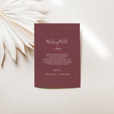 Minimal Leaf | Burgundy Wedding Wishing Well Enclosure Invitations