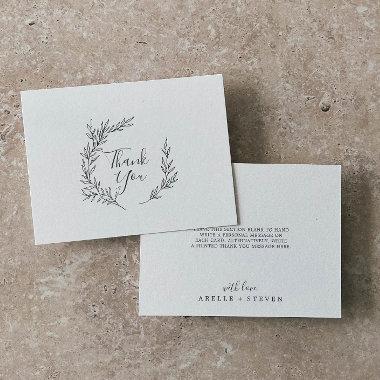 Minimal Leaf | Dark Gray Thank You Invitations